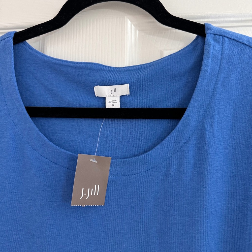 NEW J.Jill Blue Cerulean Soft Stretch Casual Boho Top Half Sleeve Women's XL - Picture 4 of 6